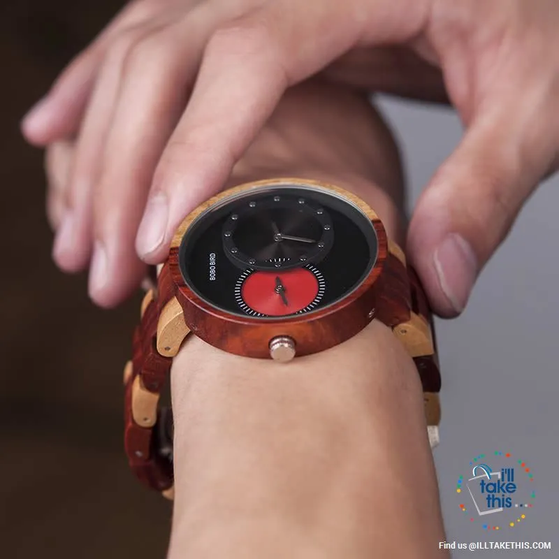⌚ Dual time-zoned, Unique Design Ultra-thin Wooden watch, themed to impress.