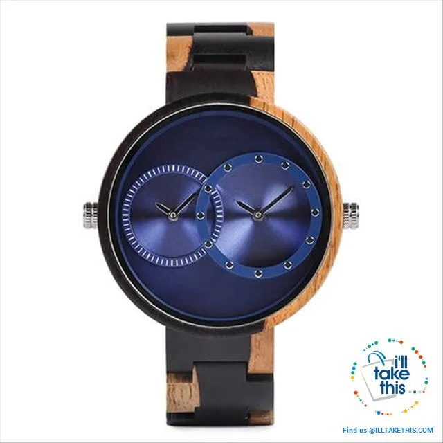 ⌚ Dual time-zoned, Unique Design Ultra-thin Wooden watch, themed to impress.