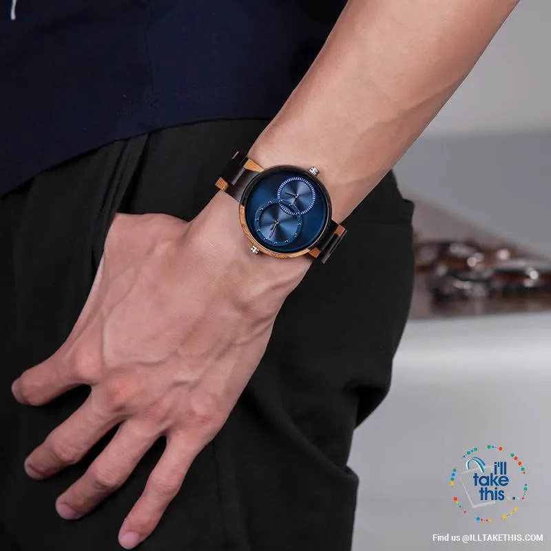 ⌚ Dual time-zoned, Unique Design Ultra-thin Wooden watch, themed to impress.