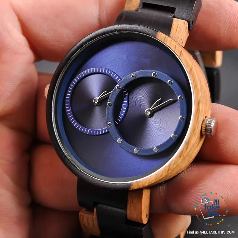 ⌚ Dual time-zoned, Unique Design Ultra-thin Wooden watch, themed to impress.