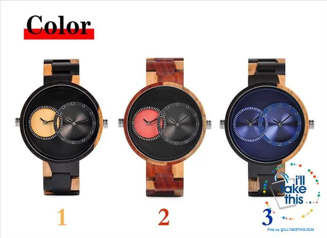 ⌚ Dual time-zoned, Unique Design Ultra-thin Wooden watch, themed to impress.