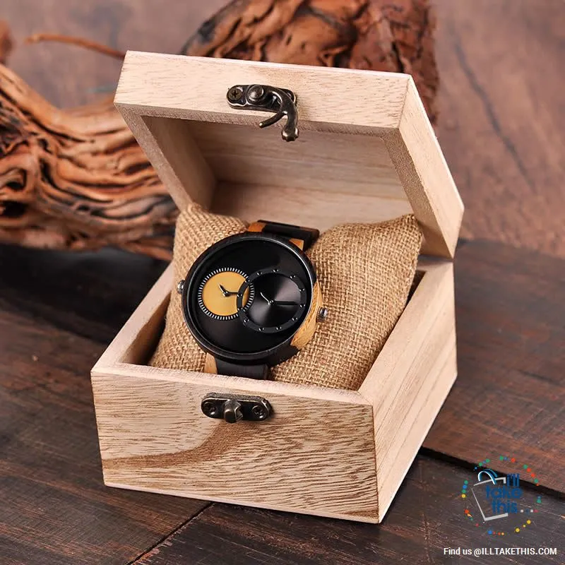 ⌚ Dual time-zoned, Unique Design Ultra-thin Wooden watch, themed to impress.