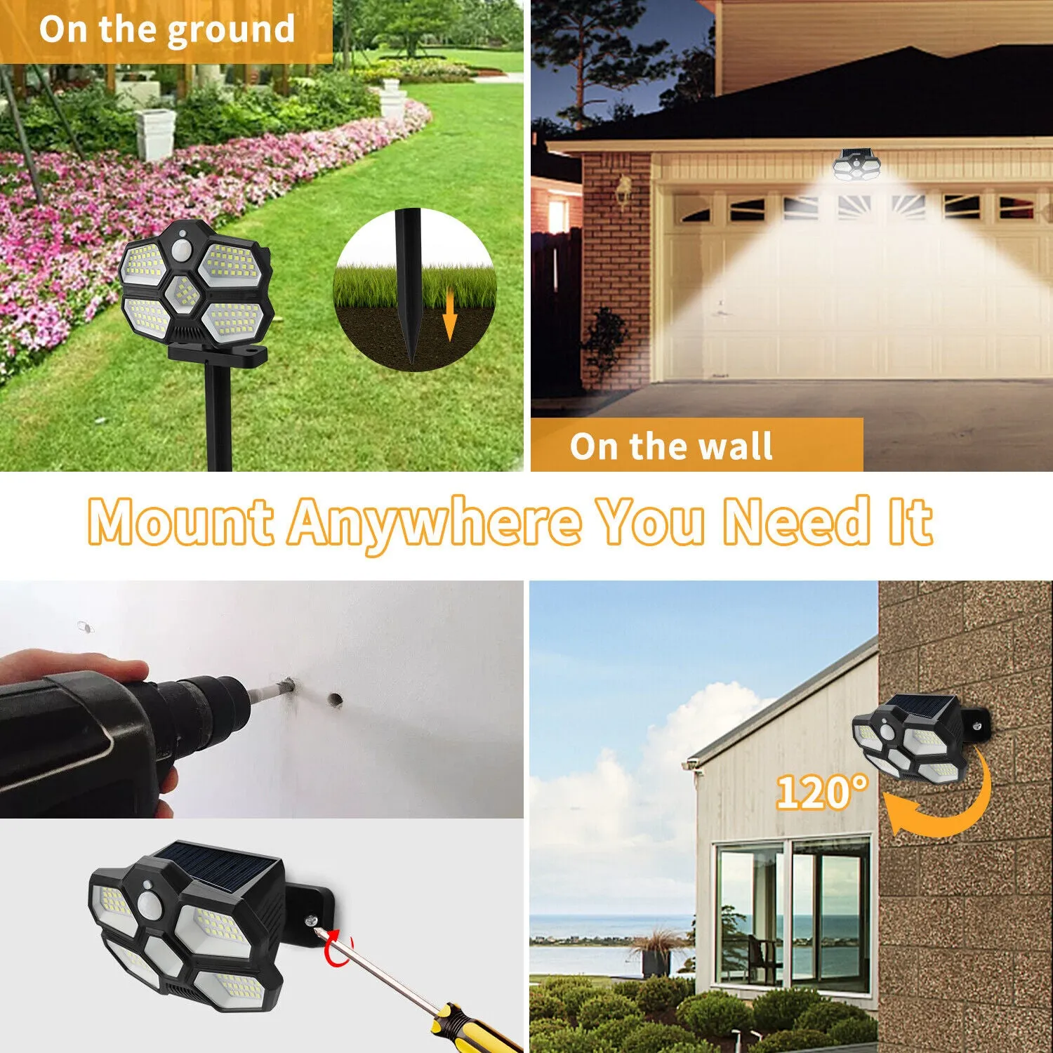 124Led Solar Powered Outdoor Lamp Sh-580A