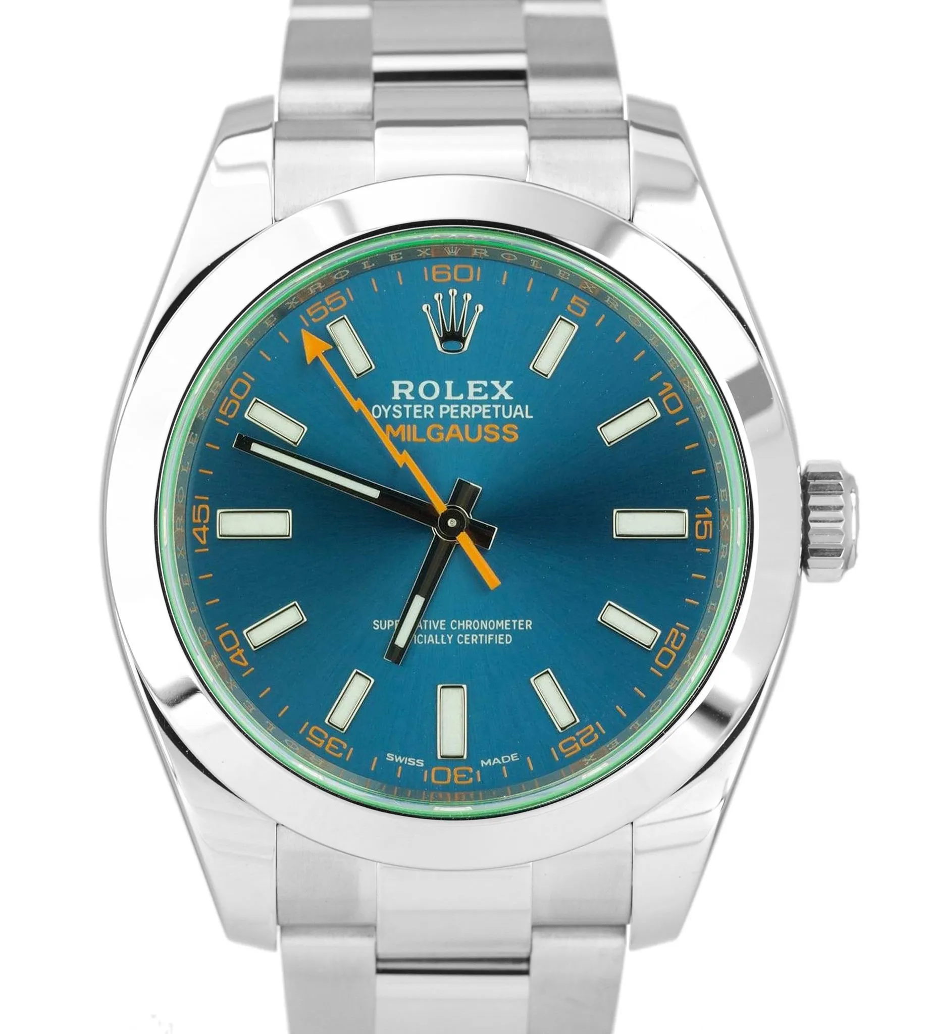 2021 NEW Rolex Milgauss Z-Blue Green Anniversary 40mm 116400 GV Stainless Watch