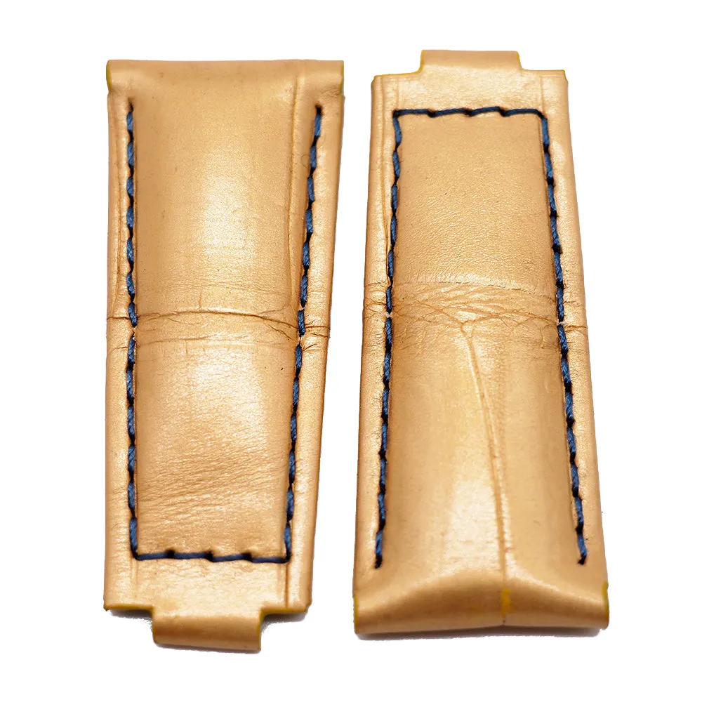20mm Golden Yellow Alligator Leather Watch Strap For Rolex