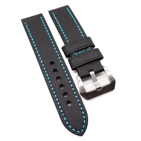 22mm, 26mm Black Carbon Fiber Watch Strap, Red / White / Sky Blue