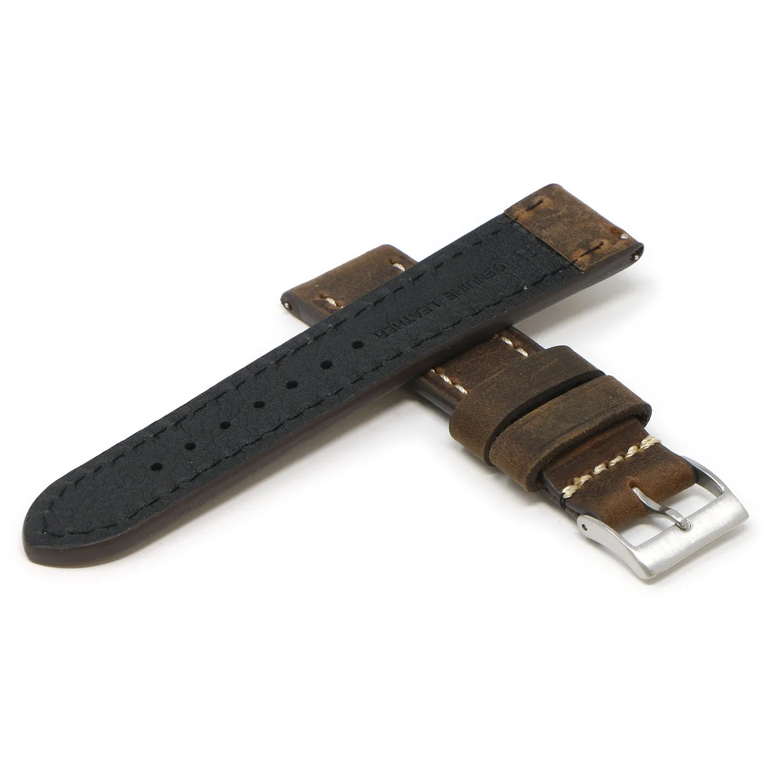 24mm Vintage Leather Smart Watch Strap (Short, Standard, Long)