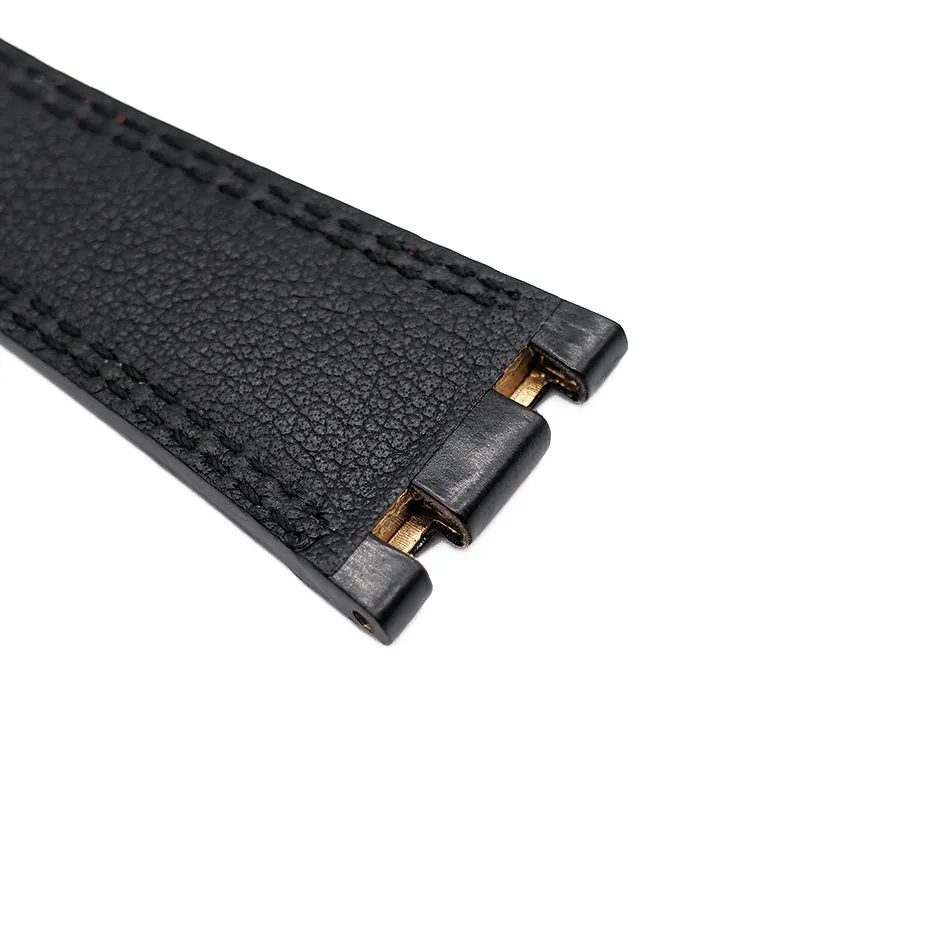 28mm Black Alligator Leather Double Red Stitching Watch Strap For Audemars Piguet Royal Oak Offshore