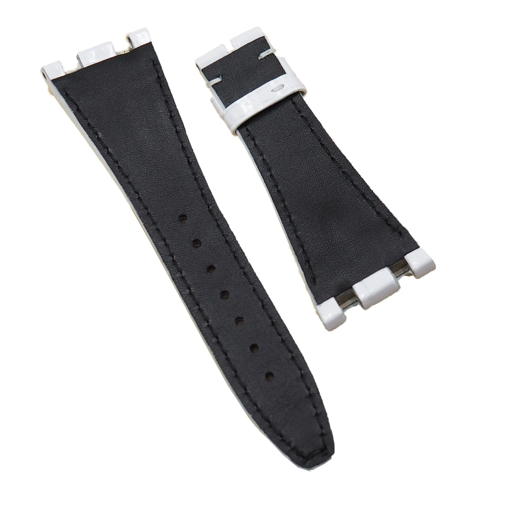 28mm White Alligator Leather Watch Strap For Audemars Piguet Royal Oak Offshore