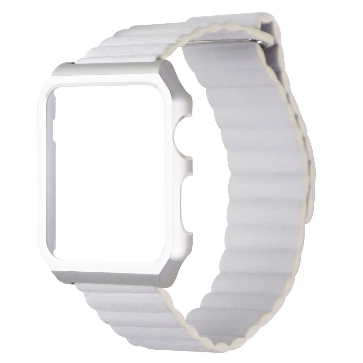 42mm Metal Frame   Magnetic Soft Band for Apple Watch 42mm 3/2/1 - Silver/White