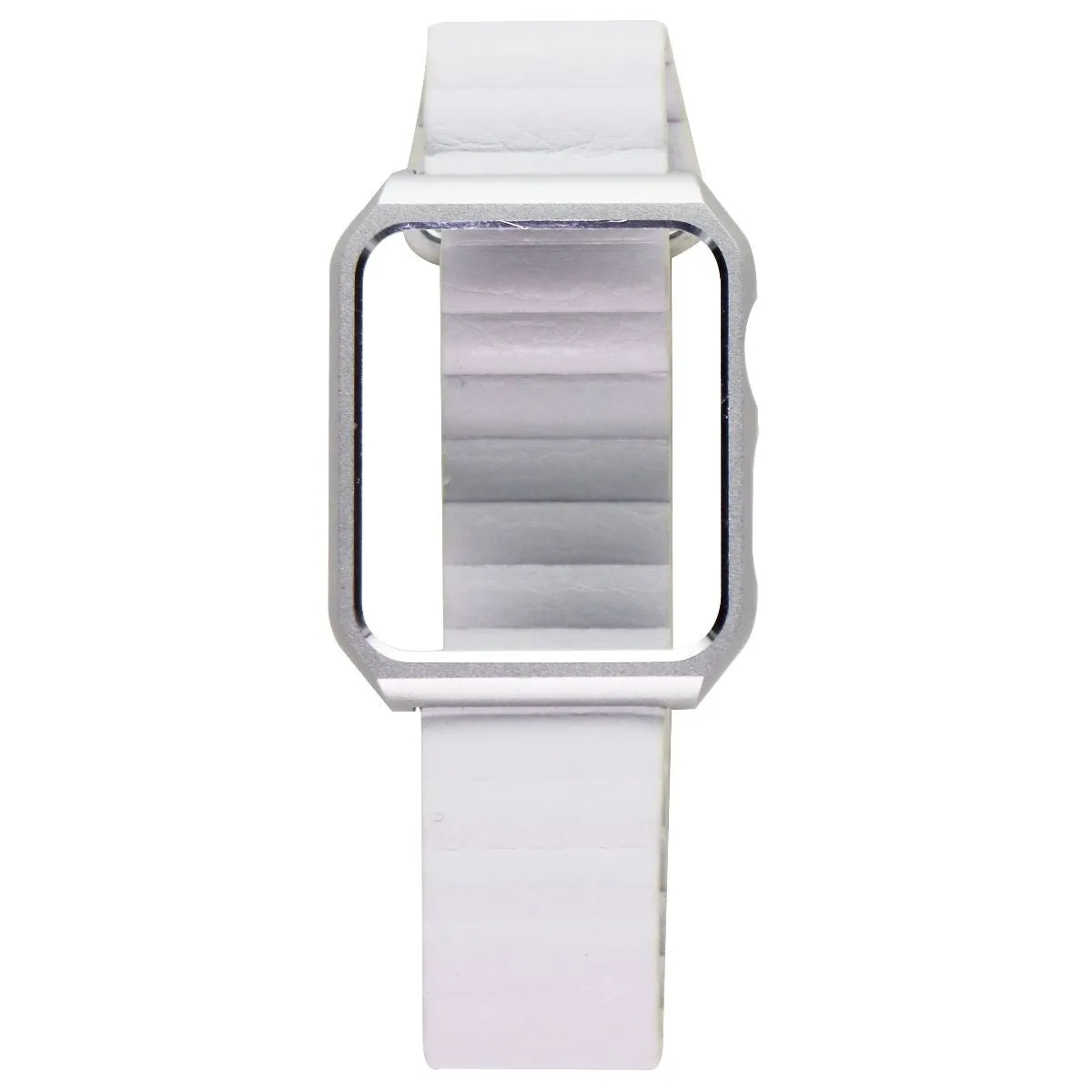 42mm Metal Frame   Magnetic Soft Band for Apple Watch 42mm 3/2/1 - Silver/White