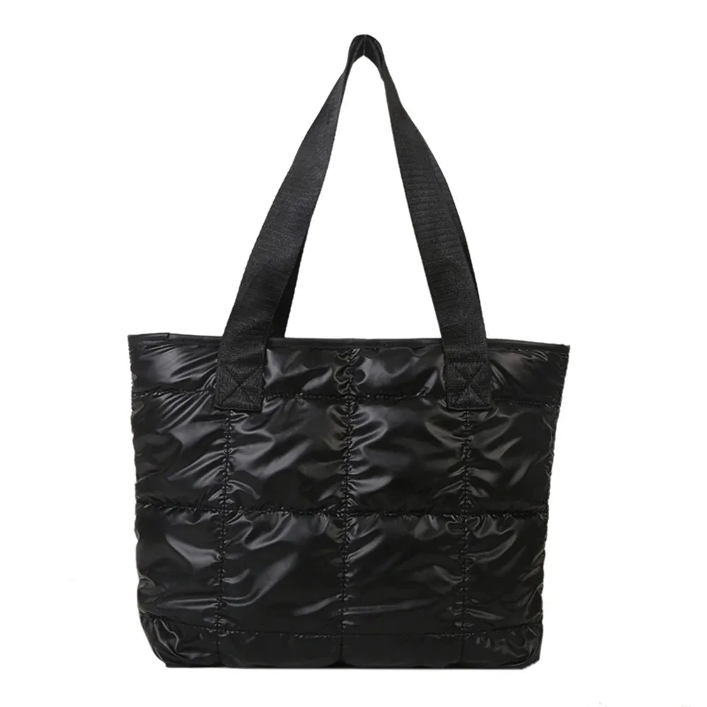 Amozae-Fashion Tote Handbags for Women Black Large Capacity Soft Rhombus Bags Vinatge Quilted Shoulder Bag Purse for Travel Shopping