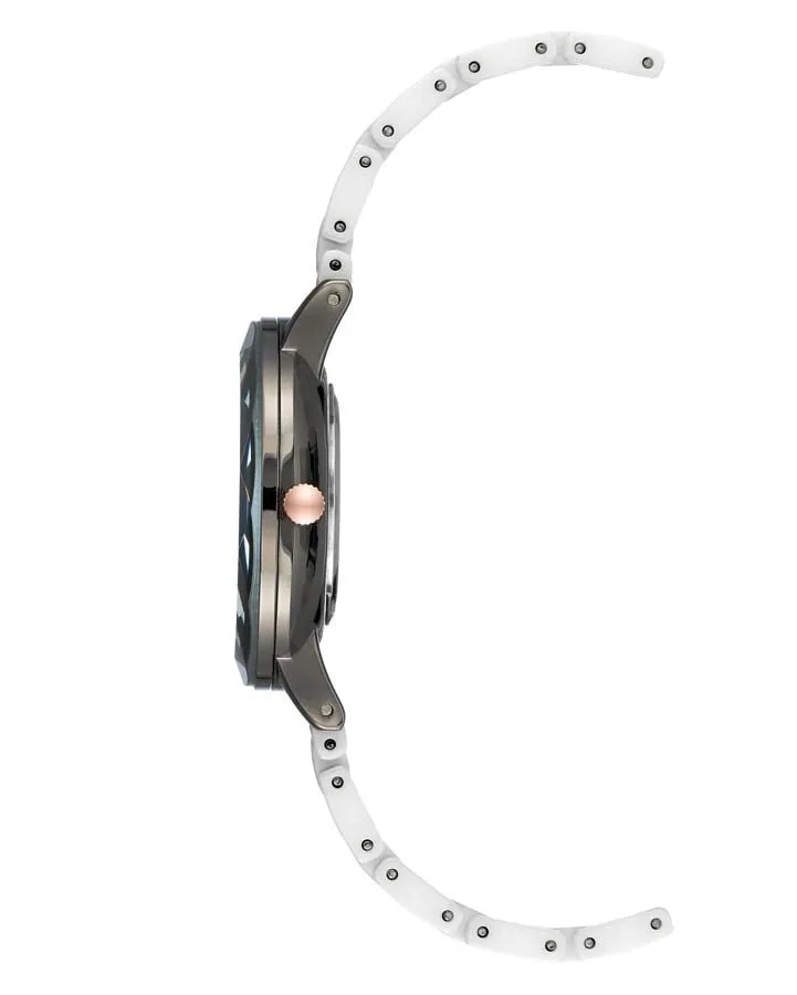 Anne Klein Diamond Black Dial White Ceramic Ladies Watch 3365GYWT