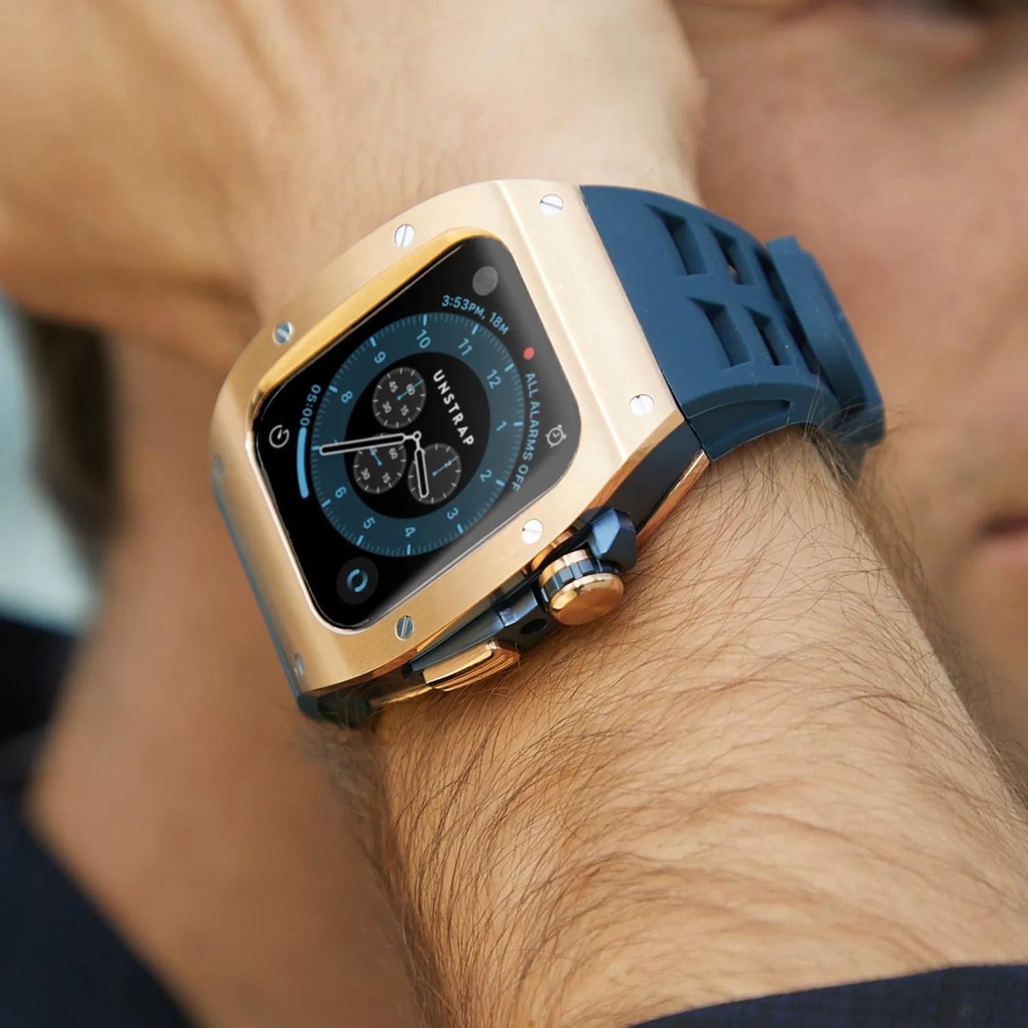 Apple Watch Case Rose Gold Navy MC - Rubber