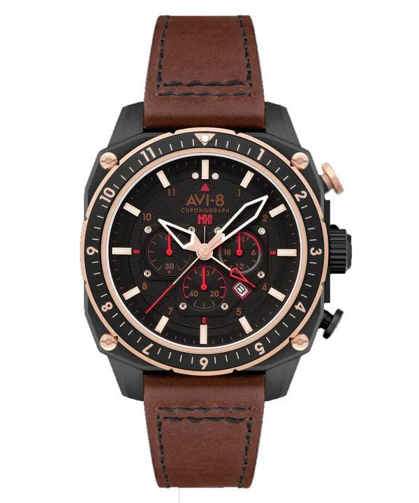 AVI-8 Hawker Hunter Atlas Dual Time Chronograph Jade Black Dial Quartz AV-4100-09 Mens Watch