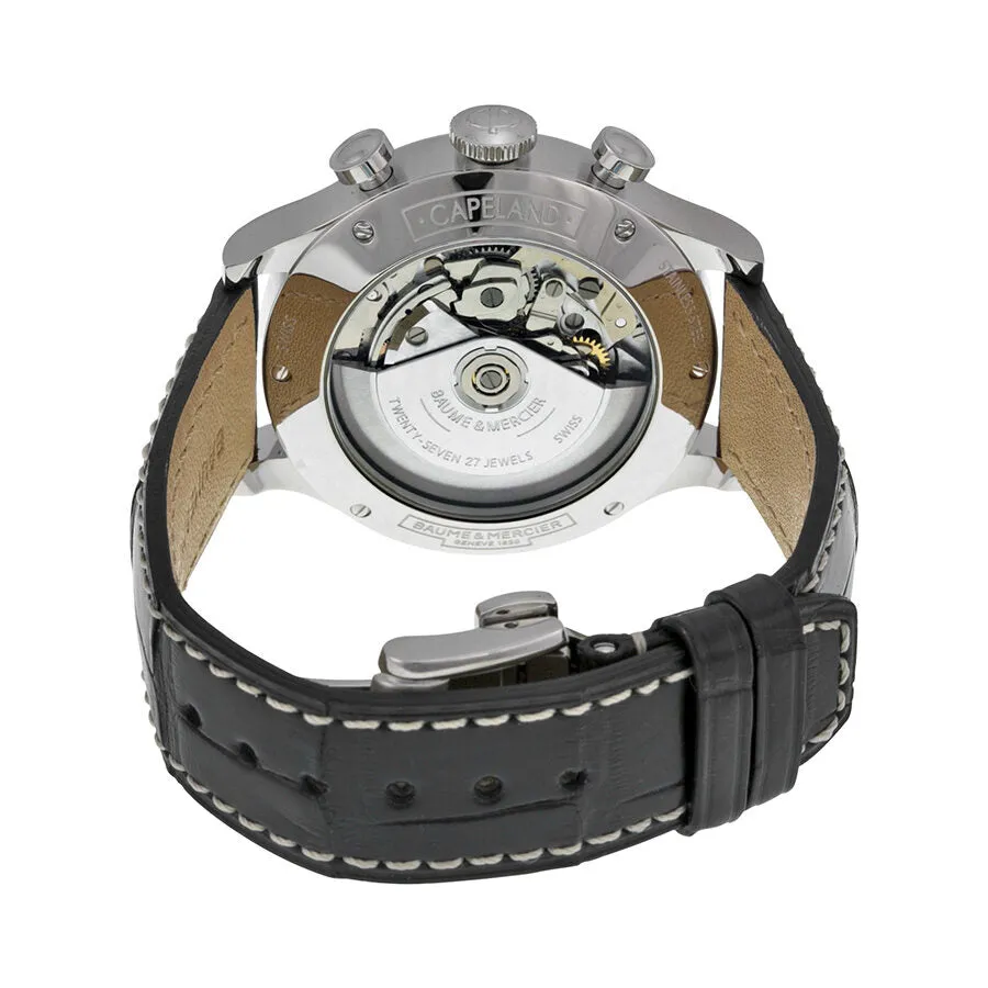 Baume et Mercier Capeland Chronograph Black Dial Black Leather Men's Watch M0A10168