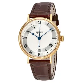 Breguet Classique 18kt Yellow Gold Automatic Silver Dial Men's Leather Watch 5197BA/15/986
