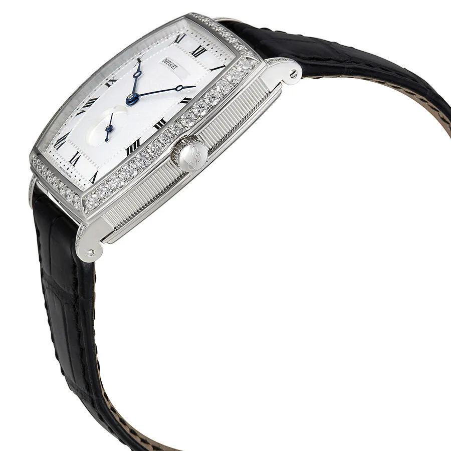Breguet Heritage Silver Dial 18kt White Gold Diamond Black Leather Ladies Watch 3661BB12984DD00 3661BB/12/984.DD00