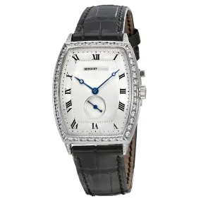Breguet Heritage Silver Dial 18kt White Gold Diamond Black Leather Ladies Watch 3661BB12984DD00 3661BB/12/984.DD00