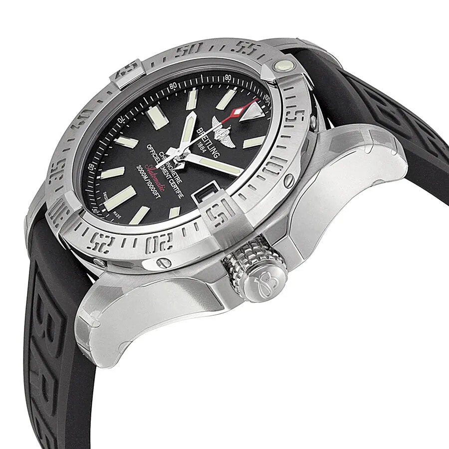 Breitling Avenger II Seawolf Black Dial Black Rubber Automatic Men's Watch A1733110-BC30BKPD3 A1733110-BC30-153S-A20DSA.2