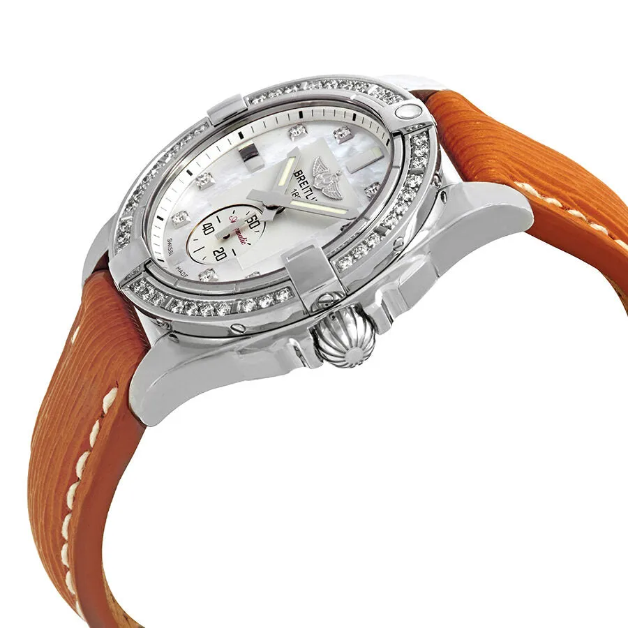 Breitling Galactic 36 Automatic Diamond Dial Orange Sahara Leather Watch A3733053/A717-239X A3733053/A717-217XS-A16BA.1