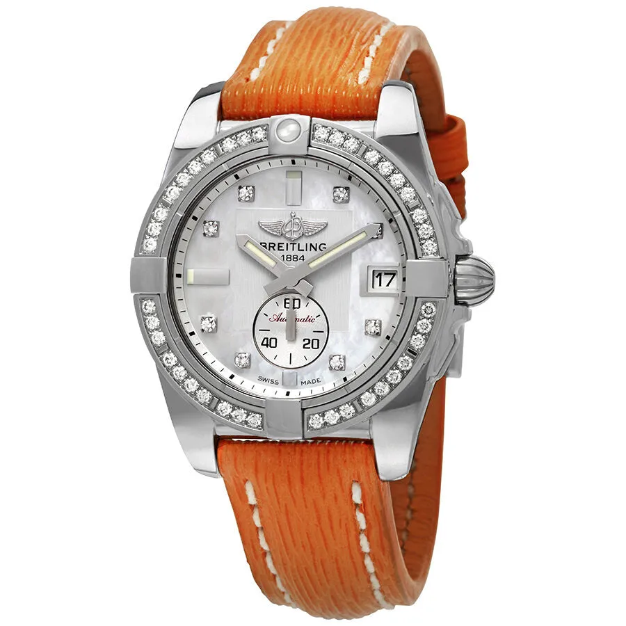 Breitling Galactic 36 Automatic Diamond Dial Orange Sahara Leather Watch A3733053/A717-239X A3733053/A717-217XS-A16BA.1