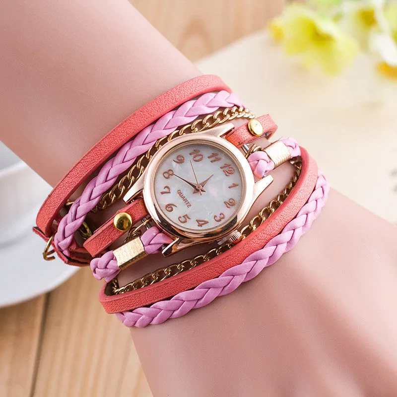 Bright Color Multilayer Woven Watch