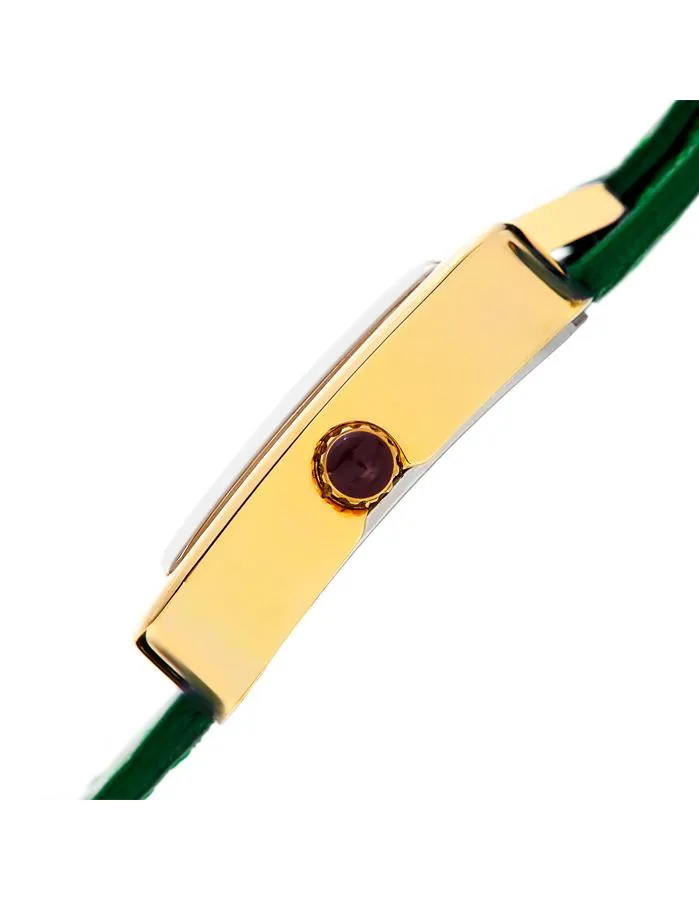 Bruno Magli Womens Emma Gold-Tone Signature - Embossed Leather Strap - Green