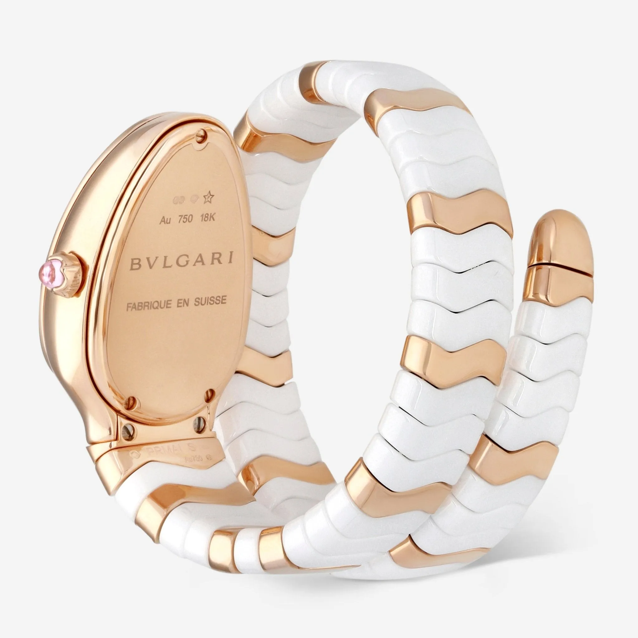 Bulgari Serpenti Spiga 18k Rose Gold Diamond 35mm Quartz Ladies Watch 102202