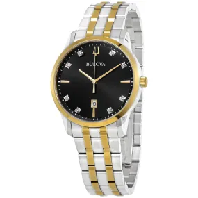 Bulova Classic Quartz Diamond Black Dial Men's Watch 98D165