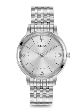 Bulova Classics Quartz Diamond Silver Dial Ladies Watch 96P183