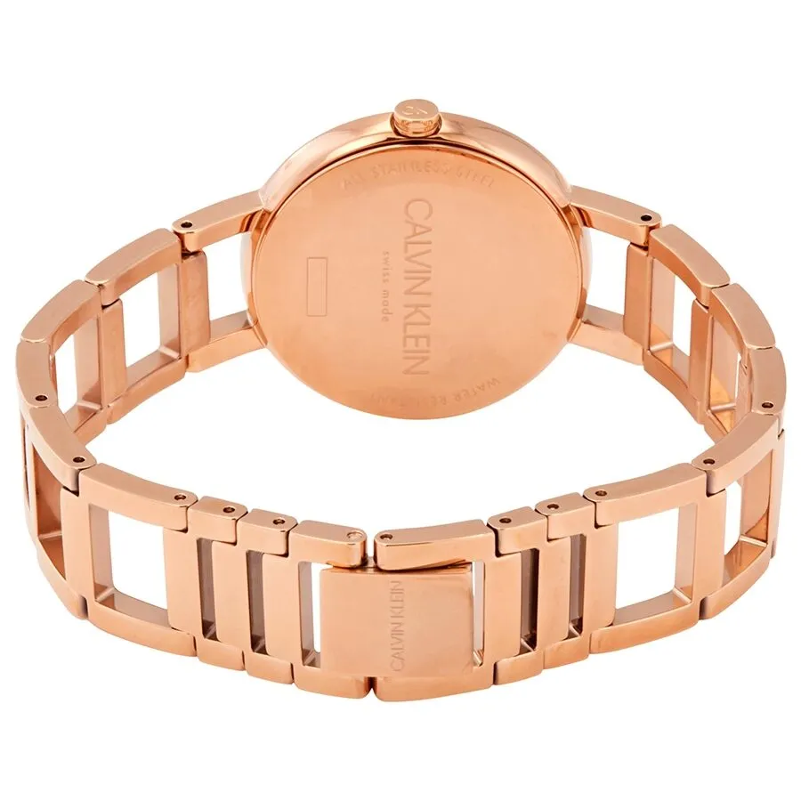 Calvin Klein Cheers Silver Dial Rose Gold PVD Ladies Watch K8N23646