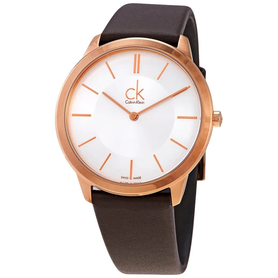 Calvin Klein Minimal Quartz Silver Dial Men's Leather Watch K3M216G6