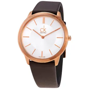 Calvin Klein Minimal Quartz Silver Dial Men's Leather Watch K3M216G6