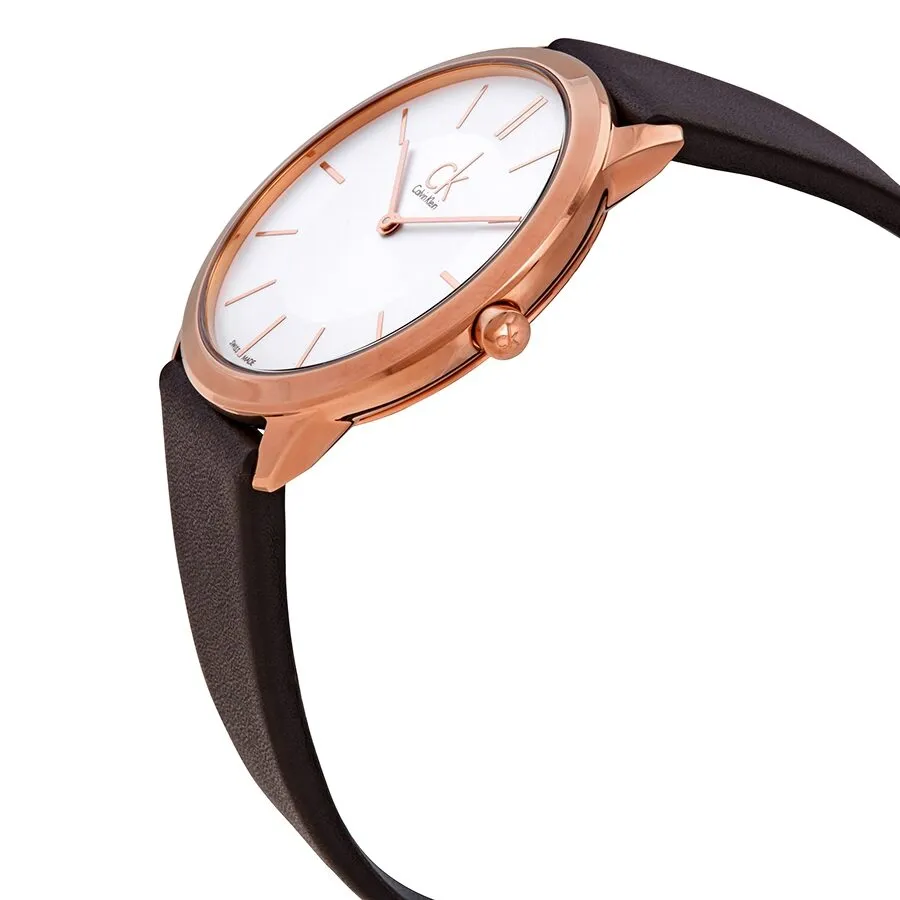 Calvin Klein Minimal Quartz Silver Dial Men's Leather Watch K3M216G6