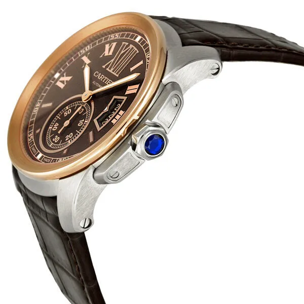 Cartier Calibre de Cartier Brown Dial Pink Gold Bezel Automatic Men's Watch W7100051