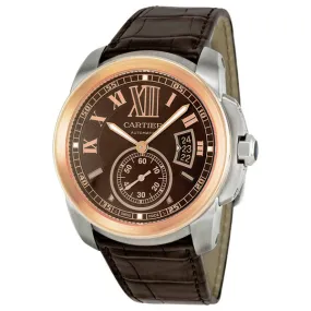 Cartier Calibre de Cartier Brown Dial Pink Gold Bezel Automatic Men's Watch W7100051