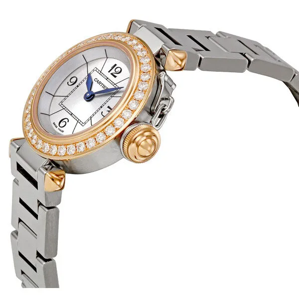Cartier Miss Pasha Silver Dial Diamond Bezel Ladies Watch WJ124021