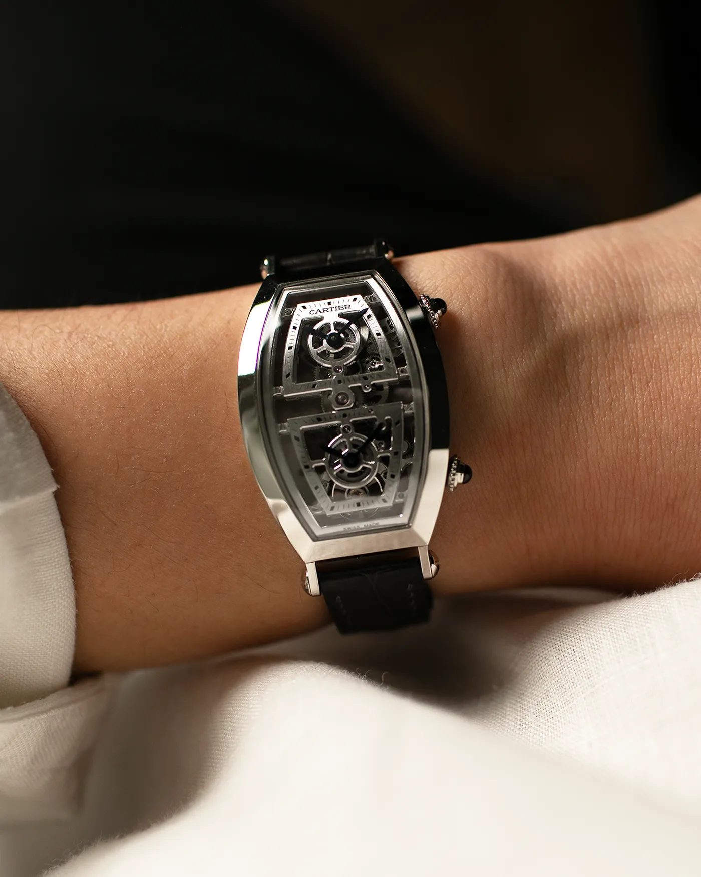 Cartier Privé Tonneau Skeleton Dual Time Platinum