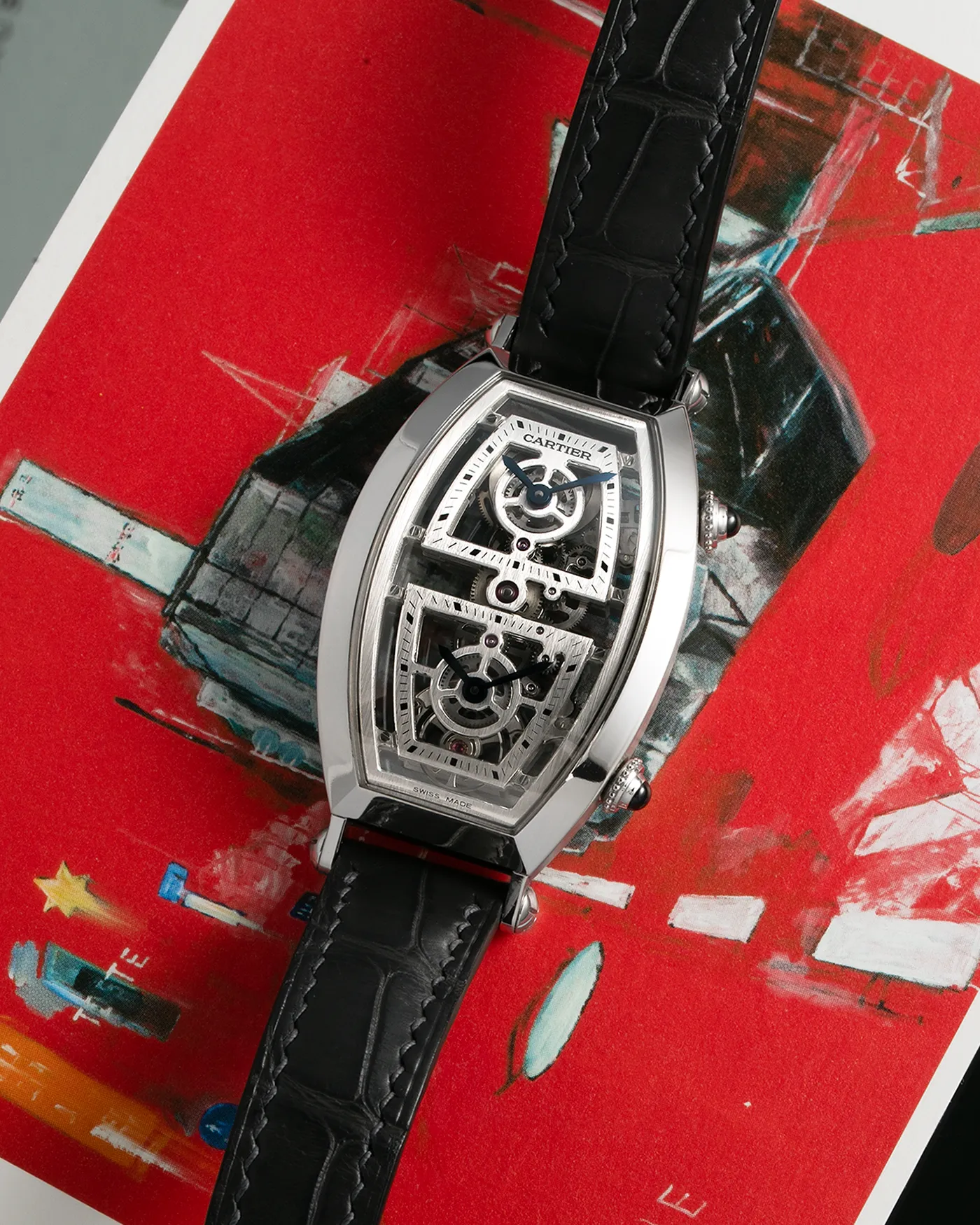Cartier Privé Tonneau Skeleton Dual Time Platinum