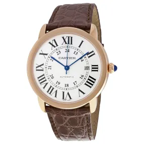 Cartier Ronde Solo de Cartier XL Automatic Silver Dial 18 kt Rose Gold Men's Watch W6701009