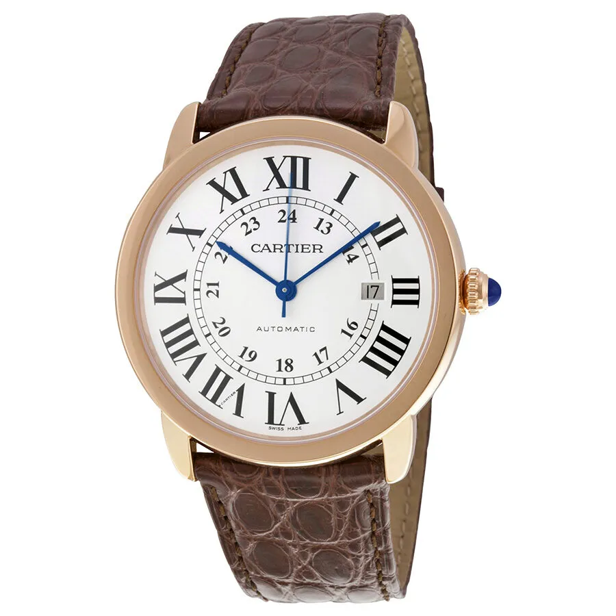 Cartier Ronde Solo de Cartier XL Automatic Silver Dial 18 kt Rose Gold Men's Watch W6701009