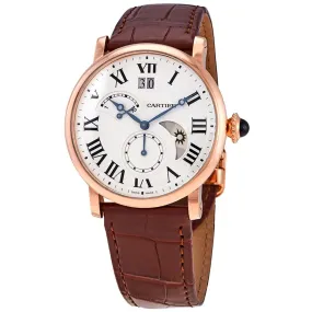 Cartier Rotonde Retrograde Silvered Guilloche Dial 18kt Rose Gold Men's Watch W1556240