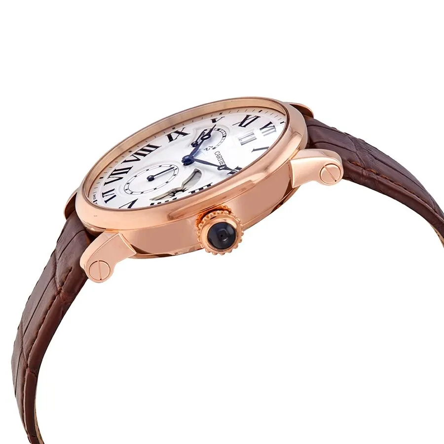 Cartier Rotonde Retrograde Silvered Guilloche Dial 18kt Rose Gold Men's Watch W1556240
