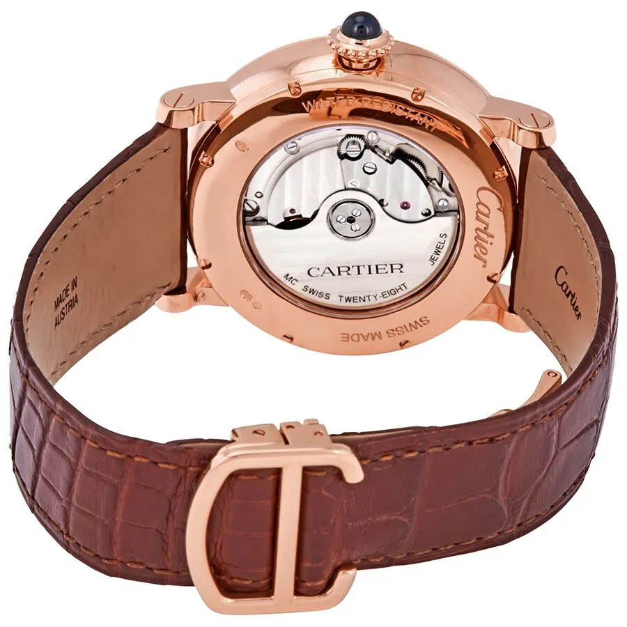 Cartier Rotonde Retrograde Silvered Guilloche Dial 18kt Rose Gold Men's Watch W1556240