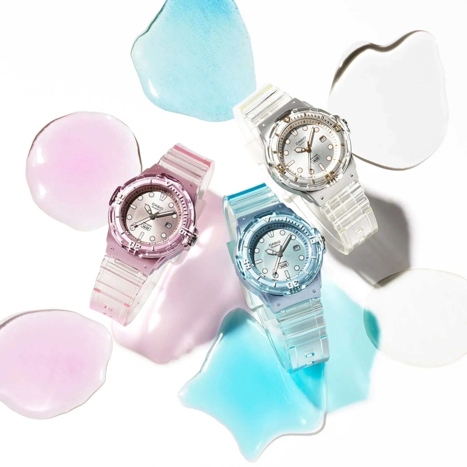 Casio Ladies Ana Transparent Pink Resin Watch