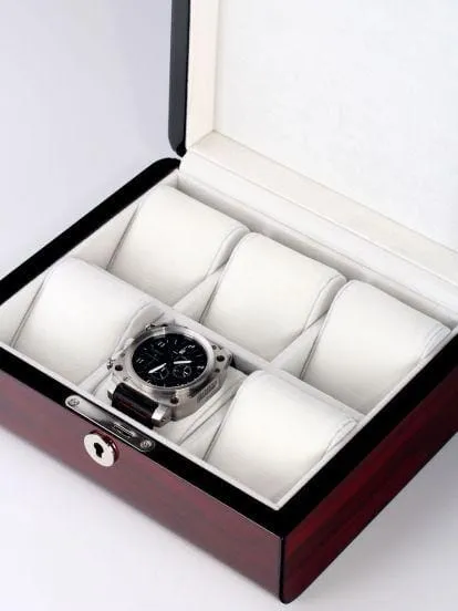 Cherry Wooden Watch Box for 6 Watches