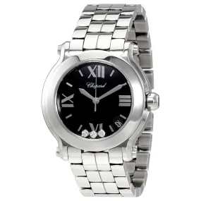 Chopard Happy Sport Black Dial with Three Floating Diamonds Ladies Watch 278477-3014