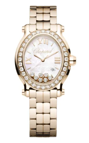 Chopard Happy Sport Mother of Pearl Diamond Dial Rose Gold Ladies Watch 275350-5004