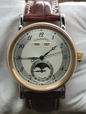 Chronoswiss Lunar Triple Date CH9322R Silver Guilloche Dial Automatic Men's Watch